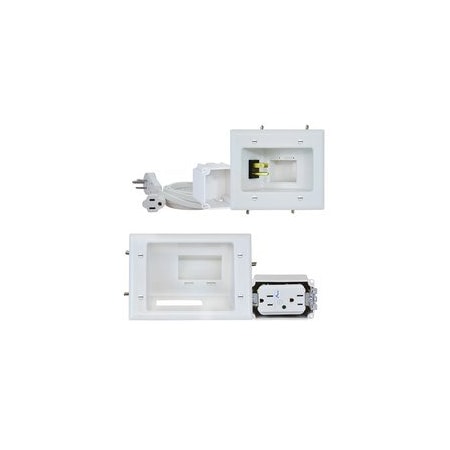 Cable Wholesale Recessed Pro-Power Kit with Duplex Surge Suppressor and Straight Blade Inlet, White 45-0028-WH